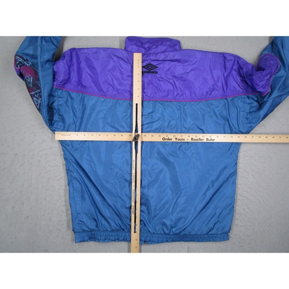 Vintage Umbro Windbreaker Jacket Mens Medium Purple Blue 90s Colorblock Retro - Picture 7 of 12